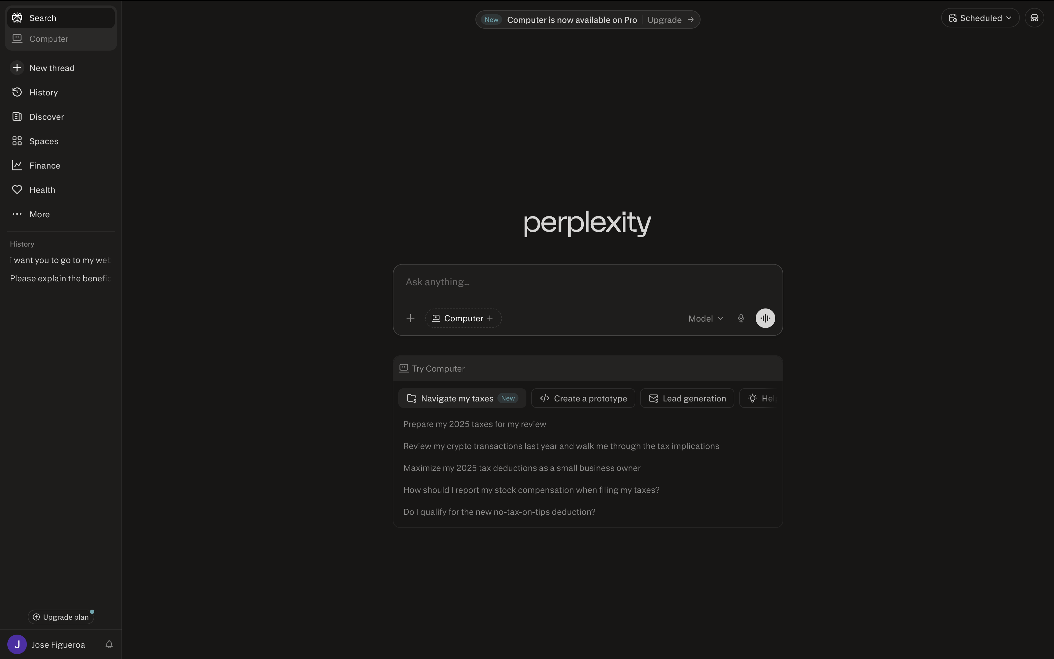 Perplexity screenshot